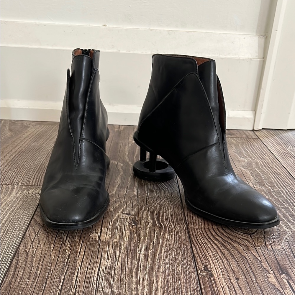 Jeffrey Campbell Leather Black Ankle Boots with Funky Heel - Size 9